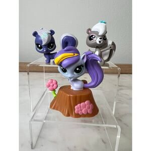 Littlest Pet Shop LPS Skunk and Squirrel Pet lot includes Stump Accessory